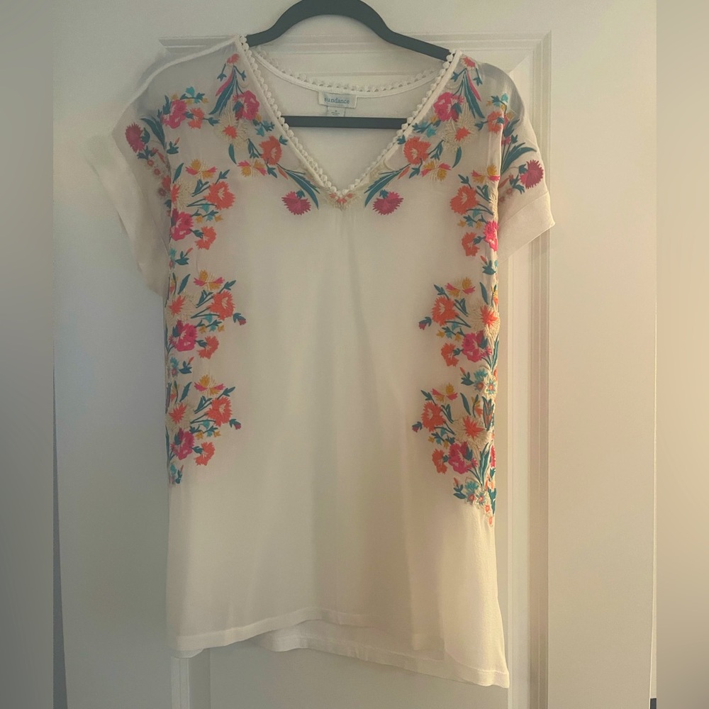 Sundance gauzy floral T-shirt - worn once Sz s